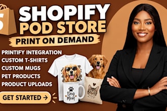 set up shopify pod pet store with printify for shirts and mugs