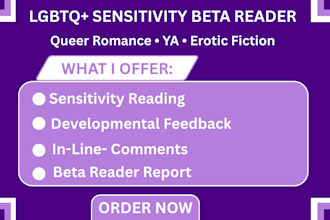 beta read lgbtq novel queer romance ya fiction sensitivity reader