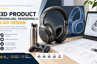 do 3d product modeling, 3d product rendering and 3d cad design