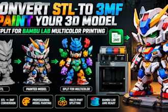 convert stl to 3mf, paint your 3d model, split for bambu lad multicolor printing