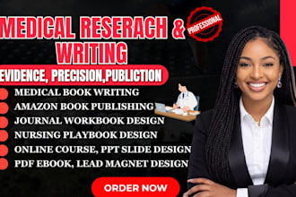 do medical research, ebook writing, nursing playbook, systematic review,  nclex