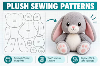 design plushie sewing pattern stuffed animal pattern maker for toy prototype
