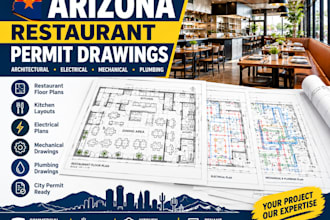 design arizona commercial restaurant architectural mep drawings for city permit