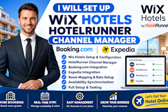 set up wix hotels hotelrunner booking com and expedia channel manager