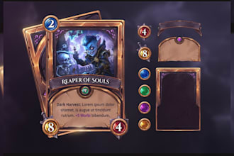 design trading card game assets tcg template, mtg card art, board game design