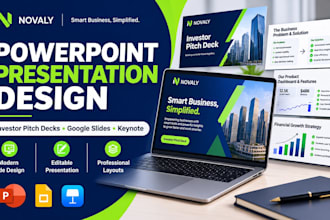 design powepoint presentation, google slides, investor pitch deck, keynote slide