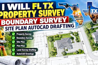 fl tx property survey boundary survey site plan autocad drafting
