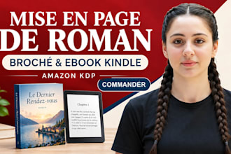 je mettrai en page votre roman pour amazon KDP, en broché et ebook kindle