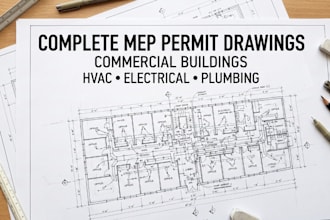 prepare complete mep permit drawings for commercial building