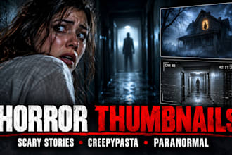 design horror story thumbnails for faceless youtube channels