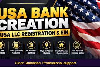 do USA bank creation, USA physical address, proof of address, llc registration