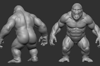 create realistic 3d creature model, 3d character sculpting
