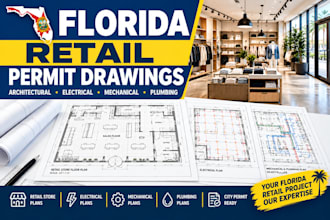 design florida commercial retail architectural and mep city permit drawings