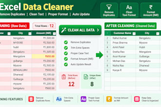 clean, format, and organize excel data and remove duplicates