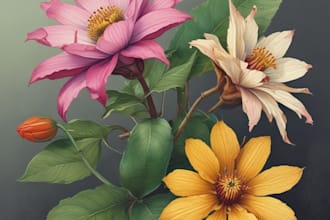 do a botanical watercolor illustration, floral drawing