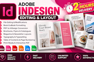 do any adobe indesign work within 2 hours