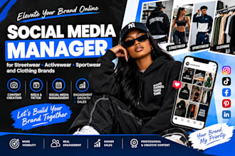 social media manager for streetwear activewear sportwear and clothing brands