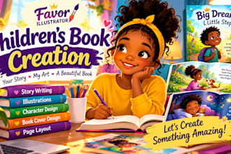 create a complete children book illustrations and layout children book creation
