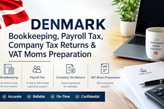 do denmark bookkeeping, payroll tax company tax returns and vat moms preparation
