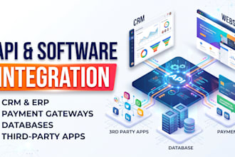 integrate API, rest API, third party software, CRM, erp, hrm and payment systems
