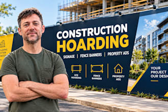 create construction hoarding signage, building site fence banners, property ads