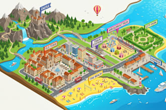 design 3d,2d vector tourist map, travel guide, location, and destination map