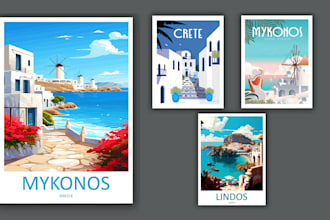 design retro vintage travel poster illustration