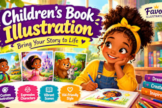 illustrate your children book with colorful custom artwork