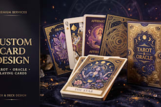 design playing cards, card game design box deck, oracle tarot affirmation cards