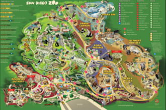 design zoo maps, theme park layouts, attraction and visitor navigation