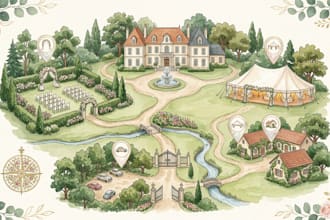 create custom wedding maps, venue maps and location illustrations