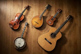 record banjo, ukulele, violin, mandolin and guitar for your song