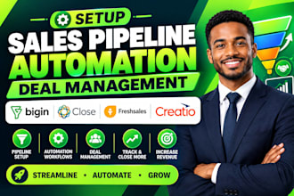 setup sales pipeline automation deal management bigin close freshsales creatio