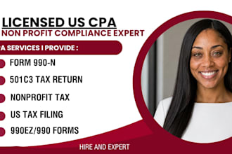 prepare and file irs form 990, 990ez tax return for 501c3 nonprofit as a CPA
