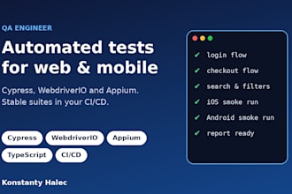 automate your web and mobile tests with cypress, webdriverio or appium