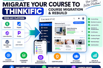 migrate your online course to thinkific, set it up and rebuild course system