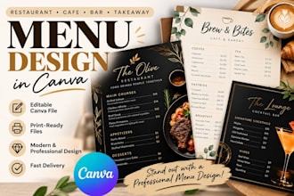 design a professional restaurant menu in canva