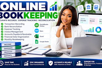 do online bookkeeping, bank reconciliation, expense tracking and data entry