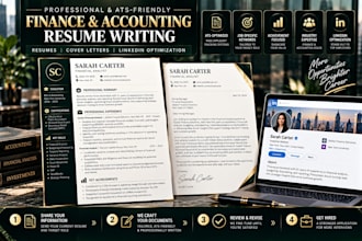 write an ats friendly finance accounting resume CV and cover letter