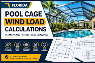 florida pool cage wind load calculations permit plans structural drawings