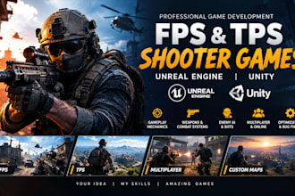 develop unreal engine unity game fps and tps shooter games