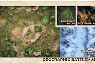 create a custom top down dnd, geographic battlemap, environment battlemap
