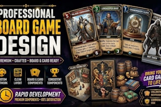 design custom card games, board game art tabletop game and digital game assets