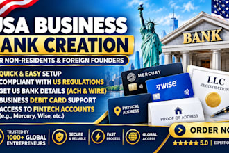 guide and setup US business bank account ,mercury wise and llc setup