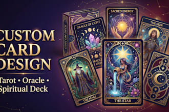 design custom tarot cards, oracle cards, spiritual decks and tarot card game