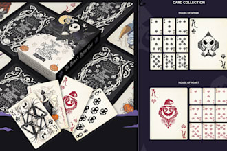 design custom playing cards, poker card deck, blackjack, card box and mockup