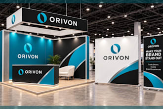design trade show booth, roll up banner, and event backdrop display