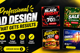 design eye catching sale banners, black friday ads and event flyers