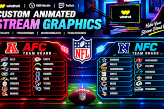 design animated whatnot overlays, transitions, obs scoreboards and team boards