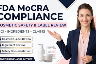 prepare fda mocra cosmetic safety reports, review label compliance, fda register